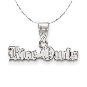 Sterling Silver Rice U. Medium Crest Pendant Necklace - 18 Inch
